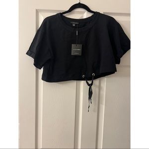 JLUXLABEL Black Levi Drawstring Crop - Black